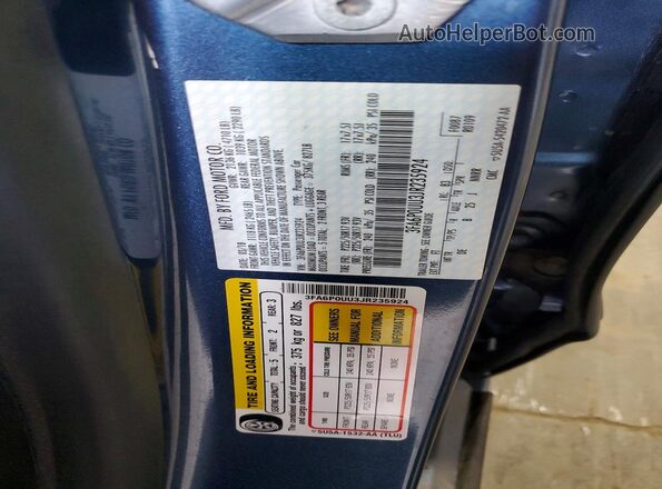 3FA6P0UU3JR235924 2018 FORD FUSION Синий Вид подкапотного пространства