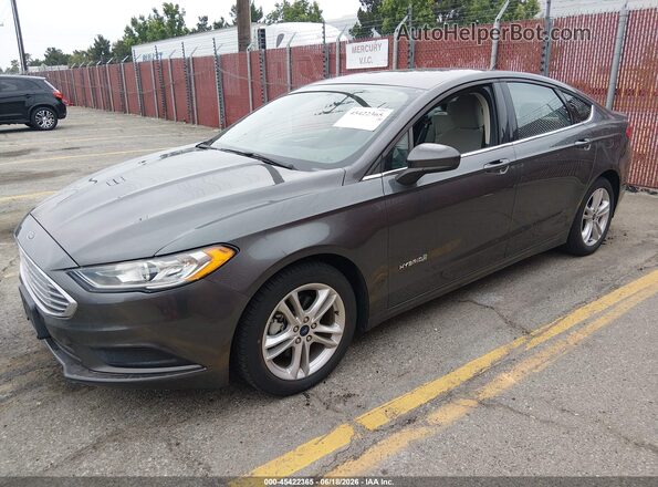 3FA6P0UU3JR278918 2018 FORD FUSION HYBRID Gray Передня ліва чверть