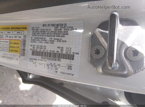 3FA6P0UU3JR281981 2018 FORD FUSION HYBRID White Engine compartment view