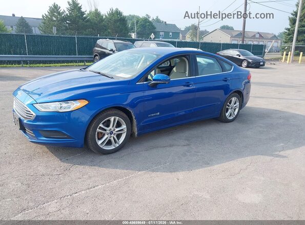 3FA6P0UU4JR122306 2018 FORD FUSION HYBRID Blue Առջևի ձախ երեք քառորդ տեսարան