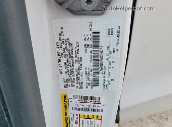 3FA6P0UU7HR330755 2017 FORD FUSION White Շարժիչի բաժամունքի տեսք