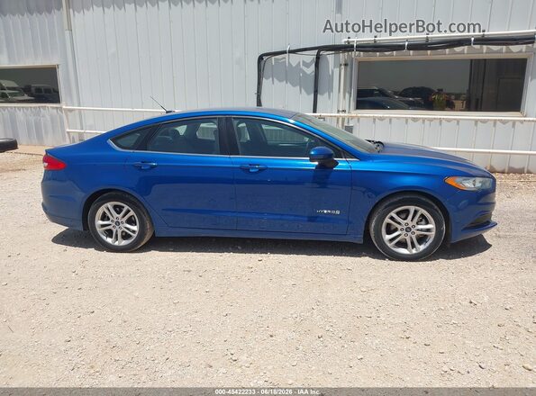 3FA6P0UU7JR209472 2018 FORD FUSION HYBRID Blue უკანა სალონის ხედი