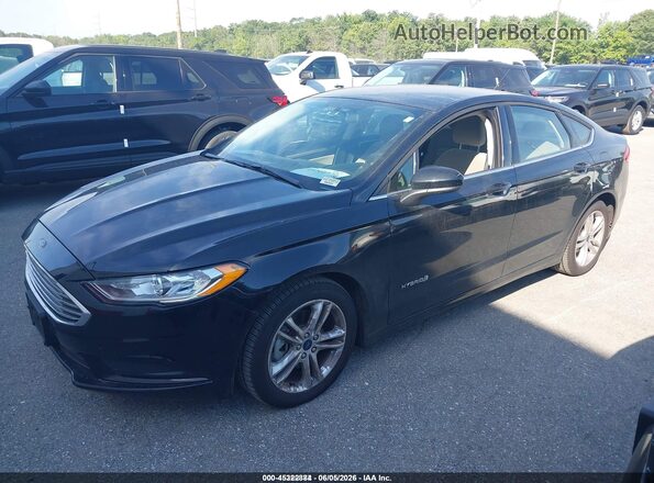 3FA6P0UU8JR261709 2018 FORD FUSION HYBRID Black წინა მარცხენა ხედი სამი მეოთხედიდან