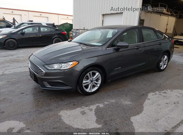 3FA6P0UUXJR100259 2018 FORD FUSION HYBRID Gray Front left
