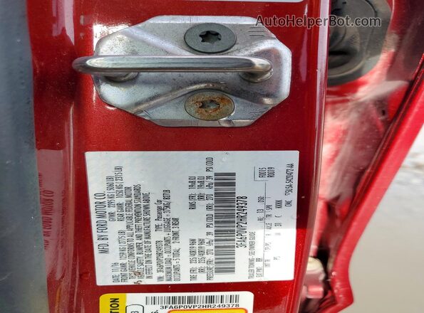 3FA6P0VP2HR249378 2017 FORD FUSION Красный Вид подкапотного пространства