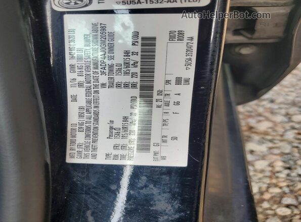 3FADP4AJ0GM205987 2016 FORD FIESTA Black Vista del compartimento del motor