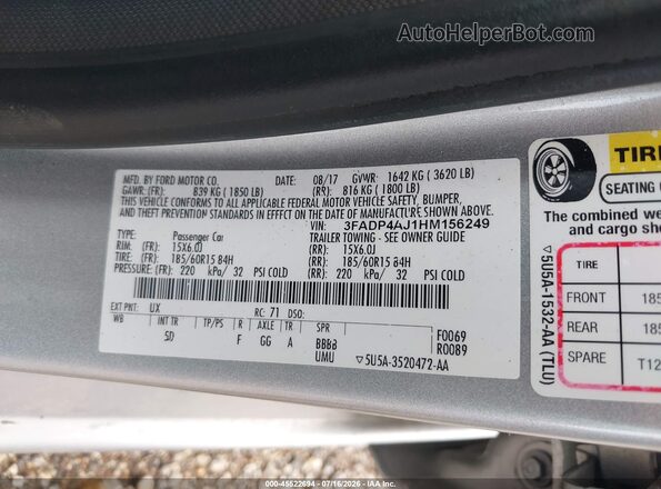 3FADP4AJ1HM156249 2017 FORD FIESTA Silver Engine compartment view