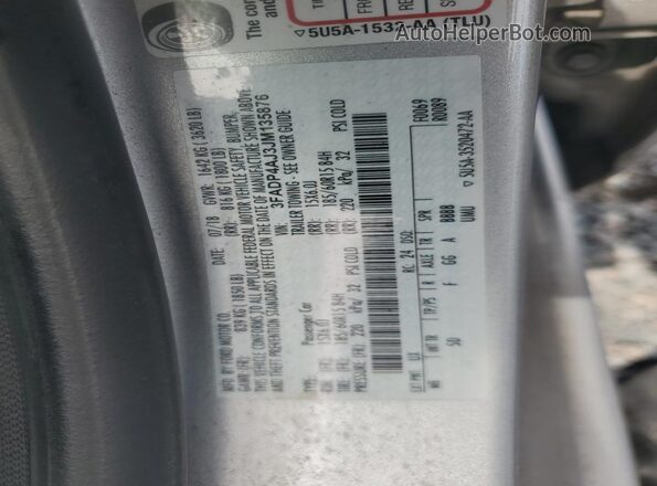 3FADP4AJ3JM135876 2018 FORD FIESTA Silver VIN კოდის სტიკერის ხედი