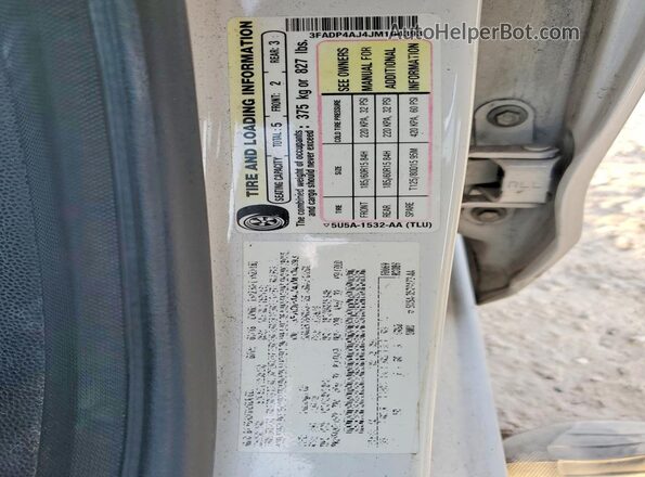 3FADP4AJ4JM104393 2018 FORD FIESTA White Widok naklejki z numerem VIN