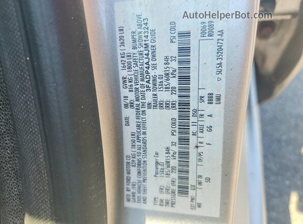 3FADP4AJ4JM143243 2018 FORD FIESTA Silver ძრავის განყოფილების ხედი