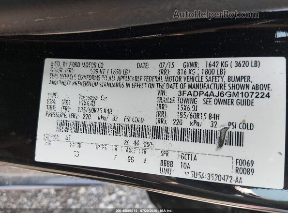 3FADP4AJ6GM107224 2016 FORD FIESTA Black Շարժիչի բաժամունքի տեսք