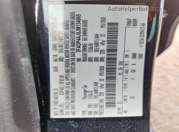 3FADP4AJ8JM134965 2018 FORD FIESTA Black VIN կոդի պիտակի տեսք