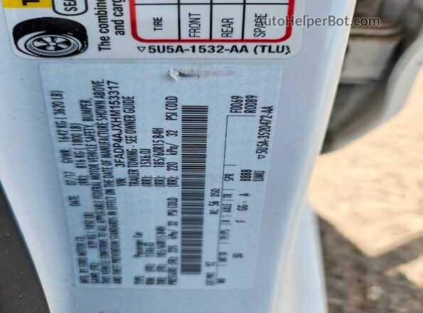 3FADP4AJXHM153317 2017 FORD FIESTA White ძრავის განყოფილების ხედი