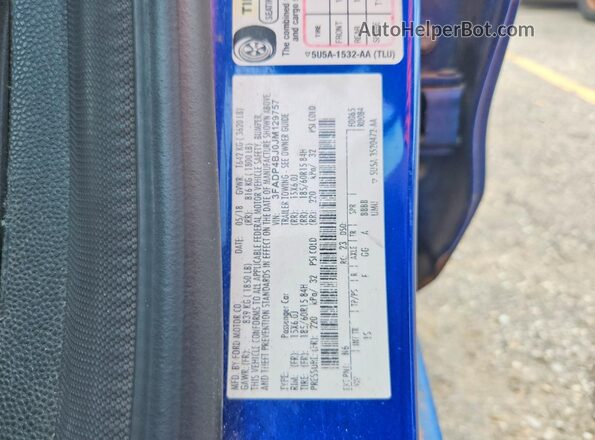 3FADP4BJ0JM129757 2018 FORD FIESTA Blue Widok komory silnika