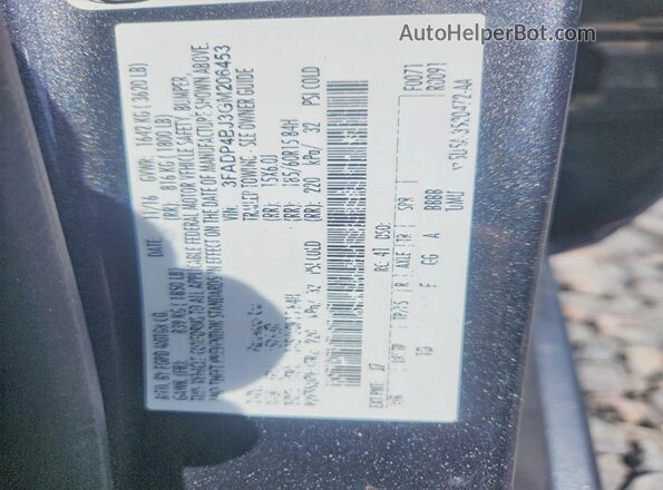 3FADP4BJ3GM206453 2016 FORD FIESTA Черный Вид подкапотного пространства