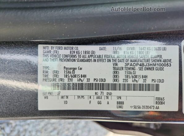 3FADP4BJ3HM100053 2017 FORD FIESTA Charcoal Вид підкапотного простору