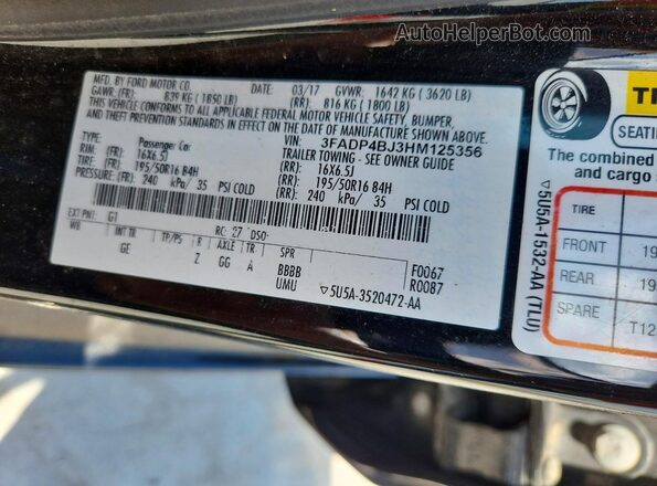 3FADP4BJ3HM125356 2017 FORD FIESTA Черный Вид подкапотного пространства