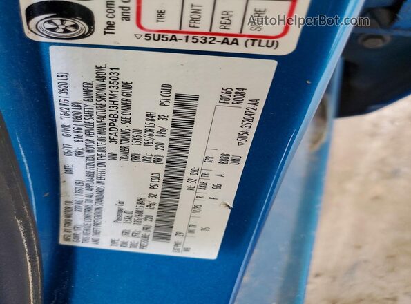3FADP4BJ3HM135031 2017 FORD FIESTA Blue Engine compartment view