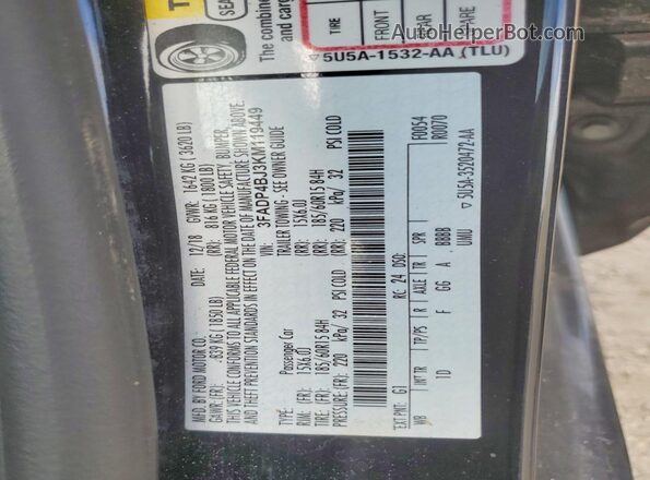 3FADP4BJ3KM119449 2019 FORD FIESTA Black Engine compartment view
