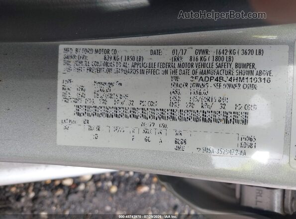 3FADP4BJ4HM110316 2017 FORD FIESTA Gray Շարժիչի բաժամունքի տեսք