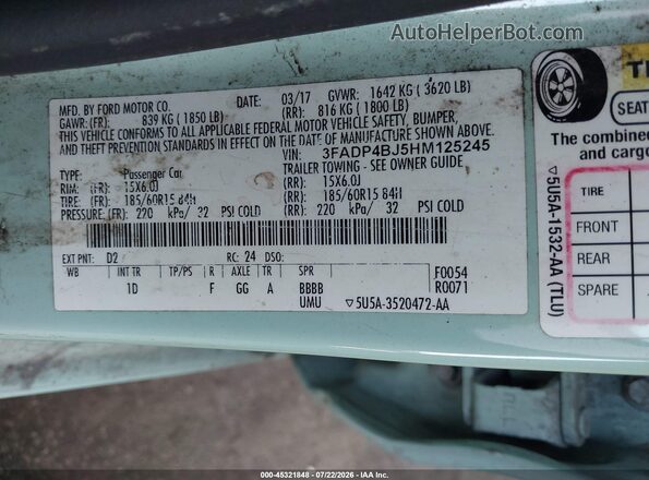 3FADP4BJ5HM125245 2017 FORD FIESTA Green Engine compartment view