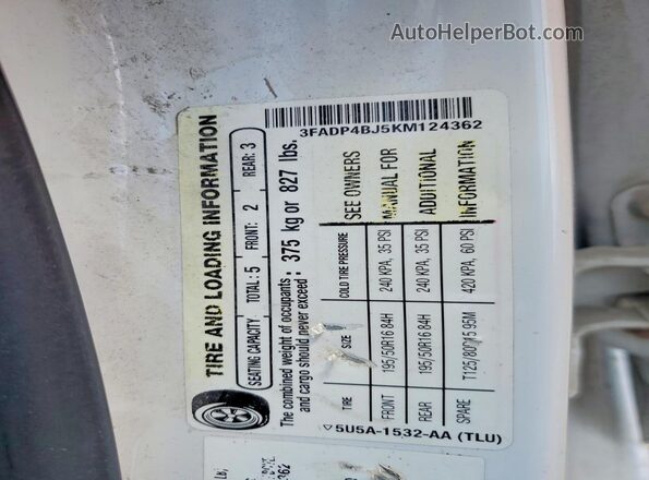 3FADP4BJ5KM124362 2019 FORD FIESTA Белый Вид подкапотного пространства