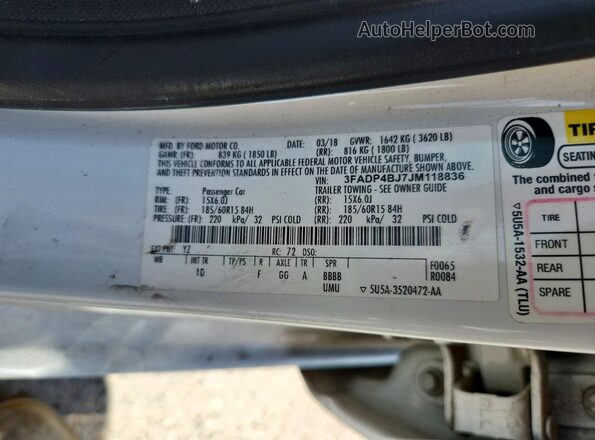 3FADP4BJ7JM118836 2018 FORD FIESTA White Շարժիչի բաժամունքի տեսք