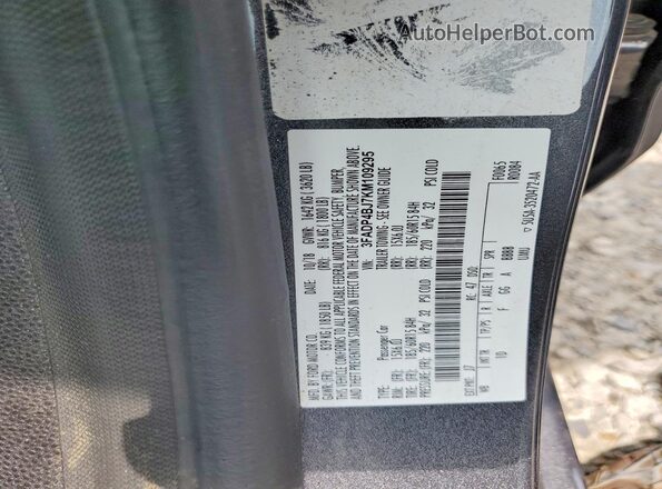 3FADP4BJ7KM109295 2019 FORD FIESTA Gray ძრავის განყოფილების ხედი