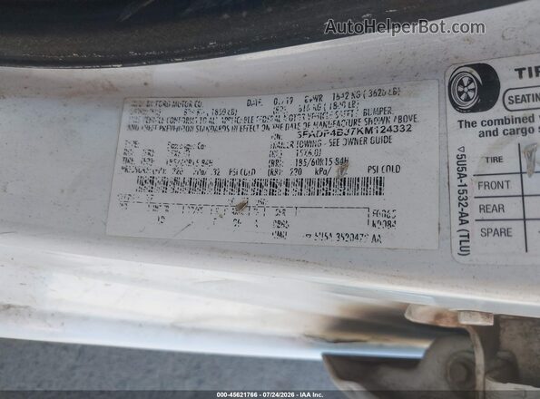 3FADP4BJ7KM124332 2019 FORD FIESTA White Widok komory silnika