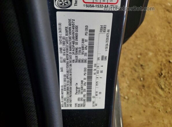 3FADP4BJ8HM149572 2017 FORD FIESTA Black ძრავის განყოფილების ხედი