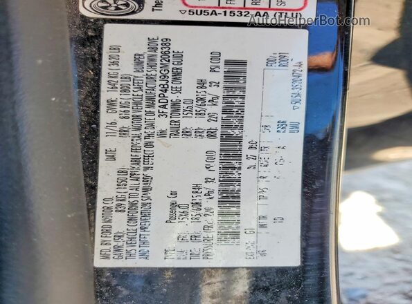 3FADP4BJ9GM206389 2016 FORD FIESTA Black ძრავის განყოფილების ხედი