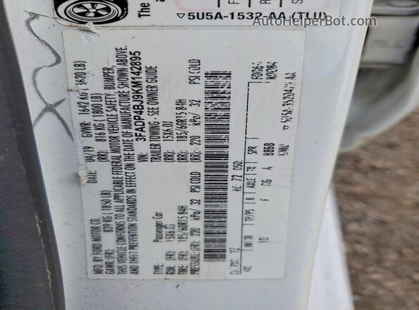 3FADP4BJ9KM142895 2019 FORD FIESTA White ძრავის განყოფილების ხედი