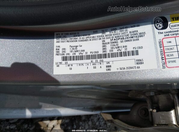3FADP4BJXHM162887 2017 FORD FIESTA Silver Շարժիչի բաժամունքի տեսք