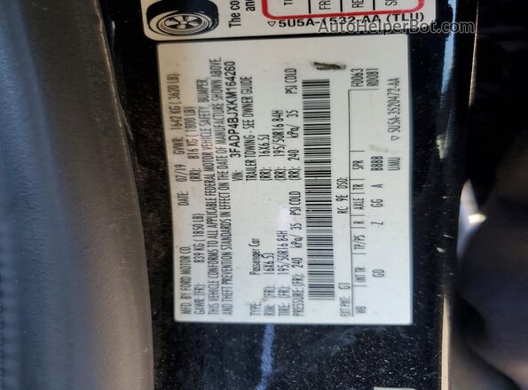 3FADP4BJXKM164260 2019 FORD FIESTA Black Widok komory silnika