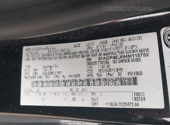 3FADP4EJ0HM115752 2017 FORD FIESTA Black Vista del compartimento del motor