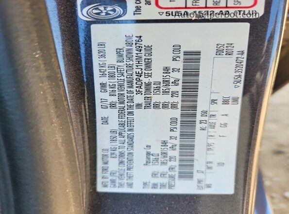 3FADP4EJ1HM149764 2017 FORD FIESTA Gray Շարժիչի բաժամունքի տեսք