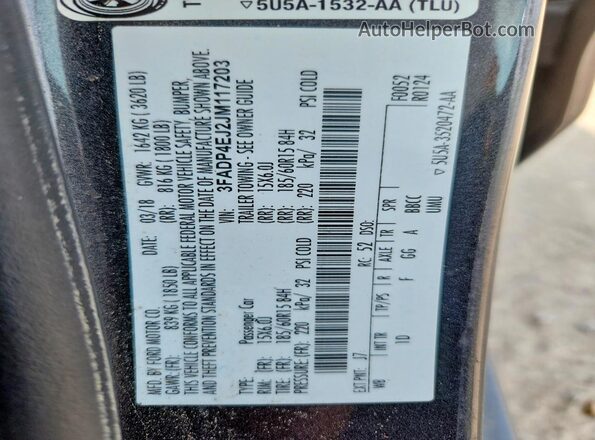 3FADP4EJ2JM117203 2018 FORD FIESTA Gray ძრავის განყოფილების ხედი