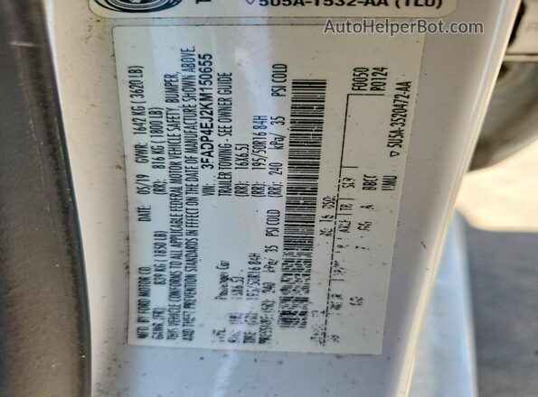 3FADP4EJ2KM150655 2019 FORD FIESTA White VIN sticker view