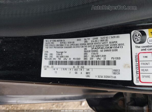 3FADP4EJ3KM155413 2019 FORD FIESTA Black Вид підкапотного простору