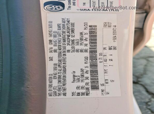 3FADP4EJ6GM170401 2016 FORD FESTIVA Белый Вид подкапотного пространства