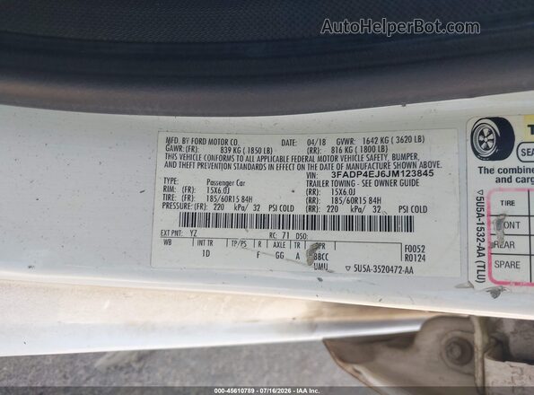 3FADP4EJ6JM123845 2018 FORD FIESTA White Engine compartment view