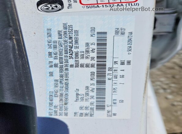 3FADP4EJ6JM135235 2018 FORD FIESTA White Շարժիչի բաժամունքի տեսք