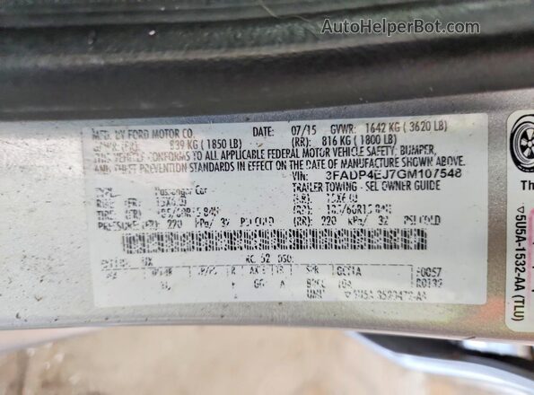 3FADP4EJ7GM107548 2016 FORD FIESTA Silver VIN կոդի պիտակի տեսք