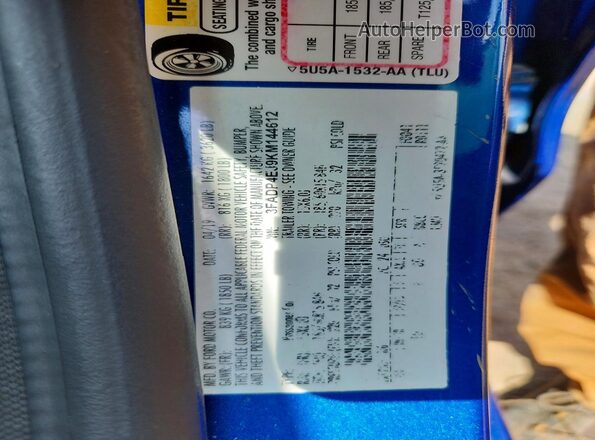3FADP4EJ9KM144612 2019 FORD FIESTA Blue Engine compartment view