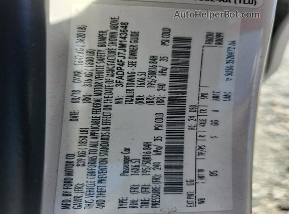 3FADP4FJ7JM143648 2018 FORD FIESTA White Engine compartment view