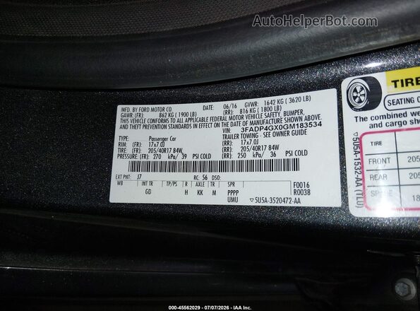 3FADP4GX0GM183534 2016 FORD FIESTA Gray Vista del compartimento del motor