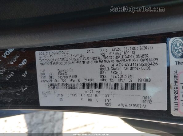 3FADP4TJ1GM208426 2016 FORD FIESTA Черный Вид подкапотного пространства