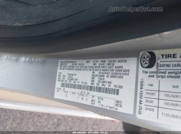 3FADP4TJ2GM101062 2016 FORD FIESTA Silver Widok komory silnika