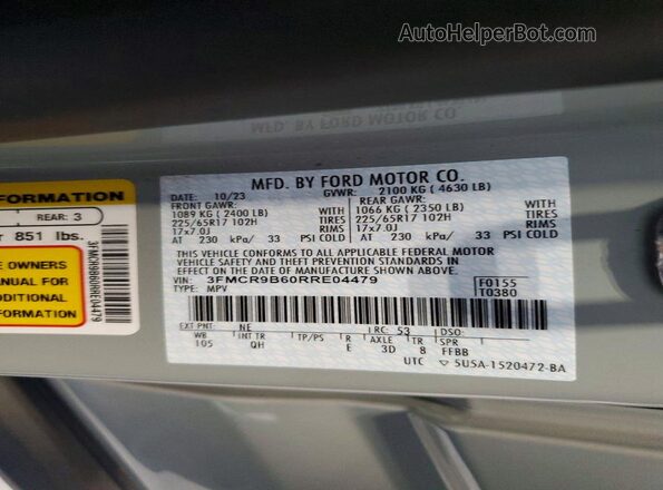 3FMCR9B60RRE04479 2024 FORD BRONCO Серый Вид подкапотного пространства
