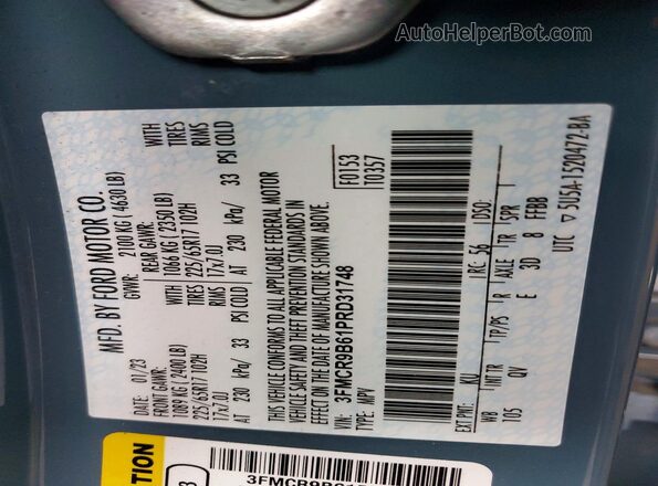3FMCR9B61PRD31748 2023 FORD BRONCO Blue Vista interior de 360 grados